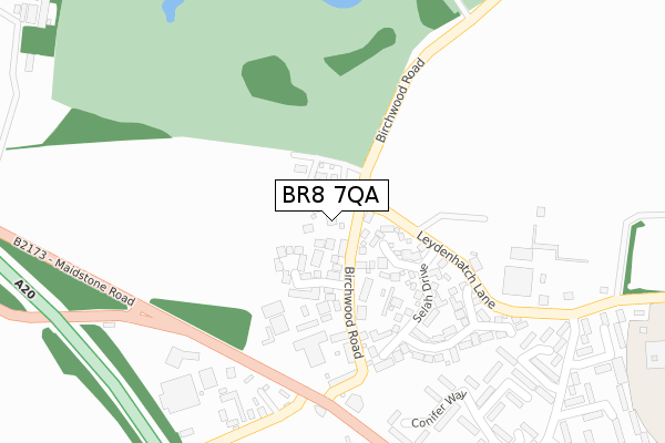 BR8 7QA map - large scale - OS Open Zoomstack (Ordnance Survey)