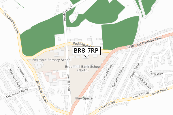 BR8 7RP map - large scale - OS Open Zoomstack (Ordnance Survey)