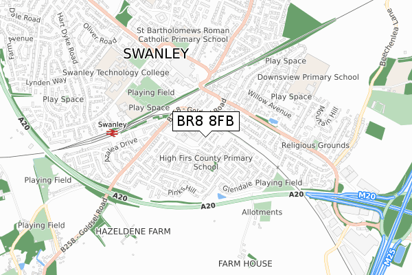 BR8 8FB map - small scale - OS Open Zoomstack (Ordnance Survey)