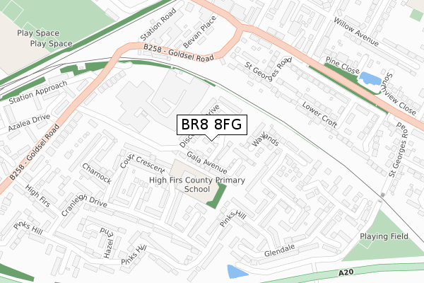 BR8 8FG map - large scale - OS Open Zoomstack (Ordnance Survey)