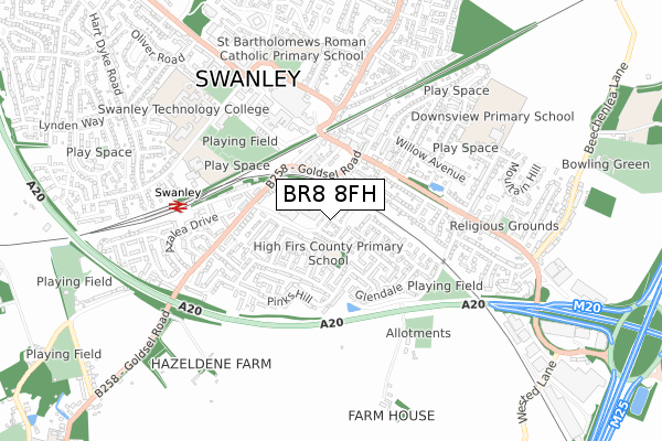 BR8 8FH map - small scale - OS Open Zoomstack (Ordnance Survey)