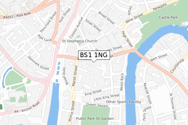 BS1 1NG map - large scale - OS Open Zoomstack (Ordnance Survey)