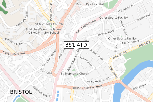 BS1 4TD map - large scale - OS Open Zoomstack (Ordnance Survey)