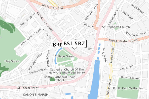 BS1 5BZ map - large scale - OS Open Zoomstack (Ordnance Survey)