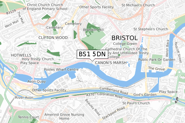 BS1 5DN map - small scale - OS Open Zoomstack (Ordnance Survey)