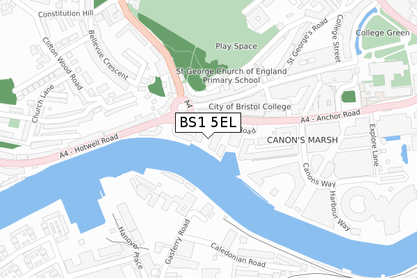 BS1 5EL map - large scale - OS Open Zoomstack (Ordnance Survey)