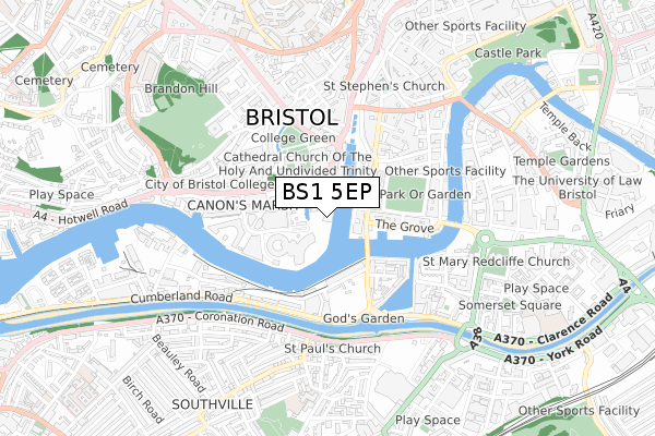 BS1 5EP map - small scale - OS Open Zoomstack (Ordnance Survey)