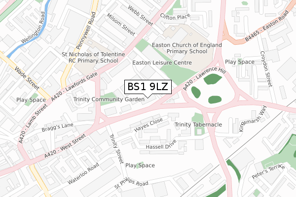 BS1 9LZ map - large scale - OS Open Zoomstack (Ordnance Survey)