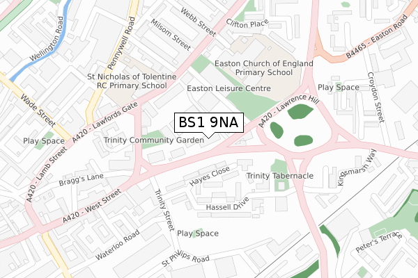 BS1 9NA map - large scale - OS Open Zoomstack (Ordnance Survey)