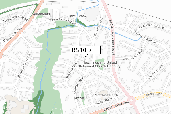 BS10 7FT map - large scale - OS Open Zoomstack (Ordnance Survey)