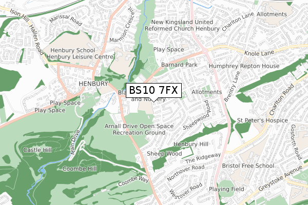 BS10 7FX map - small scale - OS Open Zoomstack (Ordnance Survey) BS10 7FX map - small scale - OS Open Zoomstack (Ordnance Survey)