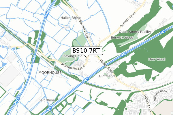 BS10 7RT map - small scale - OS Open Zoomstack (Ordnance Survey)