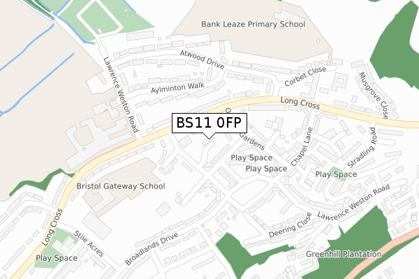 BS11 0FP map - large scale - OS Open Zoomstack (Ordnance Survey)