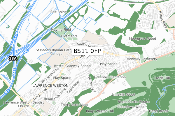 BS11 0FP map - small scale - OS Open Zoomstack (Ordnance Survey)