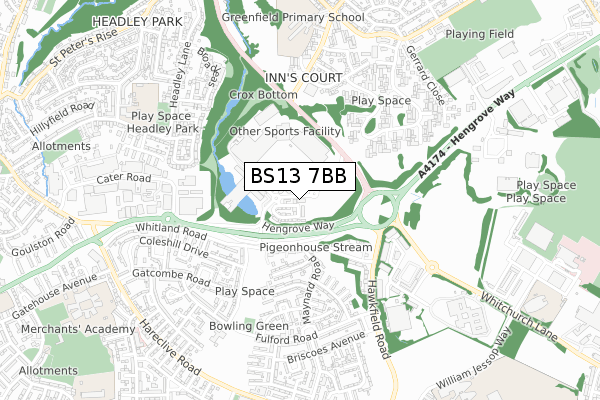 BS13 7BB map - small scale - OS Open Zoomstack (Ordnance Survey) BS13 7BB map - small scale - OS Open Zoomstack (Ordnance Survey)