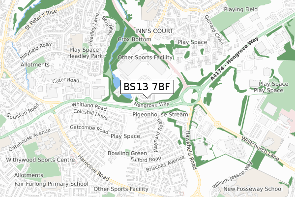 BS13 7BF map - small scale - OS Open Zoomstack (Ordnance Survey) BS13 7BF map - small scale - OS Open Zoomstack (Ordnance Survey)