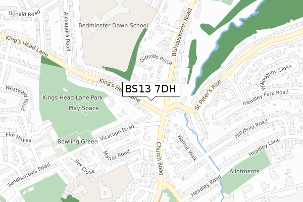 BS13 7DH map - large scale - OS Open Zoomstack (Ordnance Survey) BS13 7DH map - large scale - OS Open Zoomstack (Ordnance Survey)