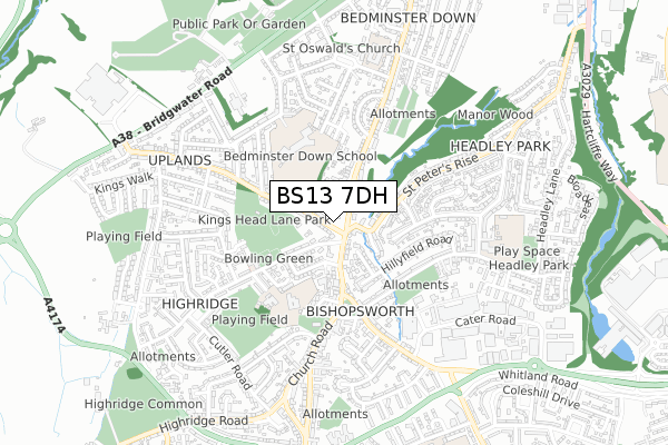 BS13 7DH map - small scale - OS Open Zoomstack (Ordnance Survey) BS13 7DH map - small scale - OS Open Zoomstack (Ordnance Survey)