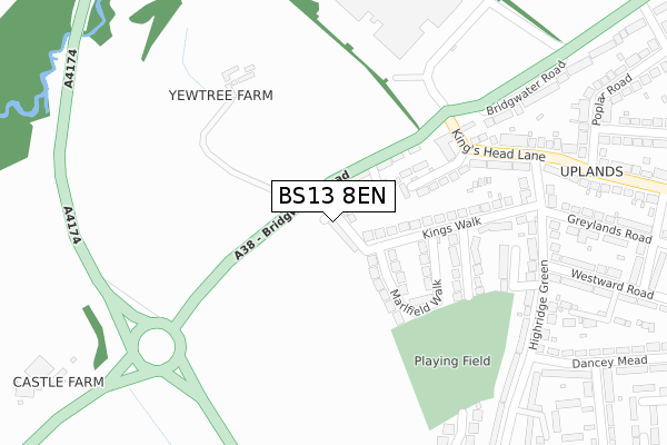 BS13 8EN map - large scale - OS Open Zoomstack (Ordnance Survey)