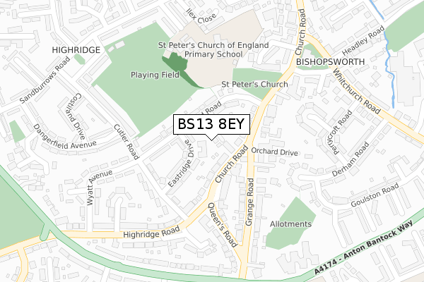 BS13 8EY map - large scale - OS Open Zoomstack (Ordnance Survey)