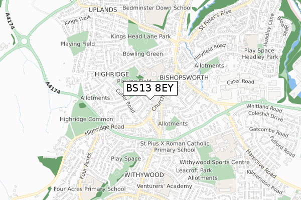 BS13 8EY map - small scale - OS Open Zoomstack (Ordnance Survey)