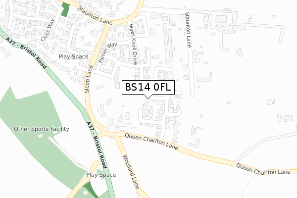 BS14 0FL map - large scale - OS Open Zoomstack (Ordnance Survey)