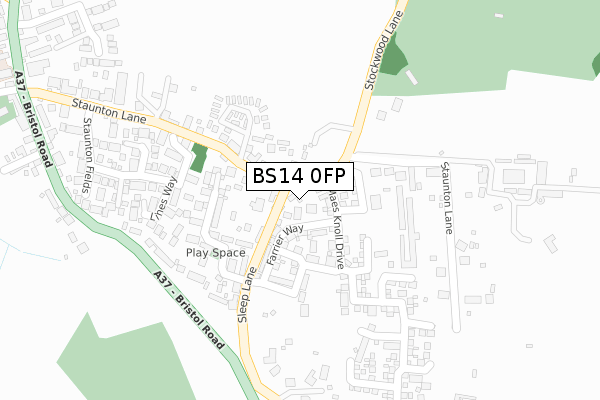 BS14 0FP map - large scale - OS Open Zoomstack (Ordnance Survey)