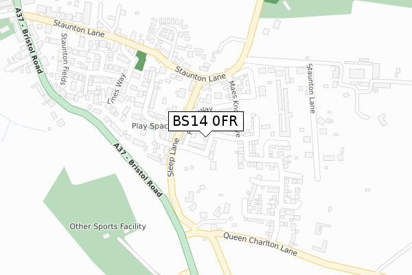BS14 0FR map - large scale - OS Open Zoomstack (Ordnance Survey)