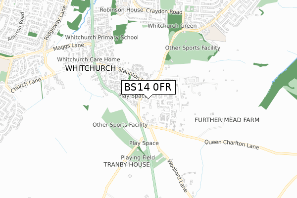 BS14 0FR map - small scale - OS Open Zoomstack (Ordnance Survey)