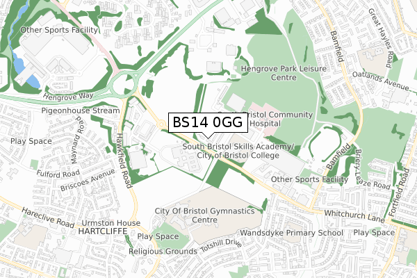 BS14 0GG map - small scale - OS Open Zoomstack (Ordnance Survey)