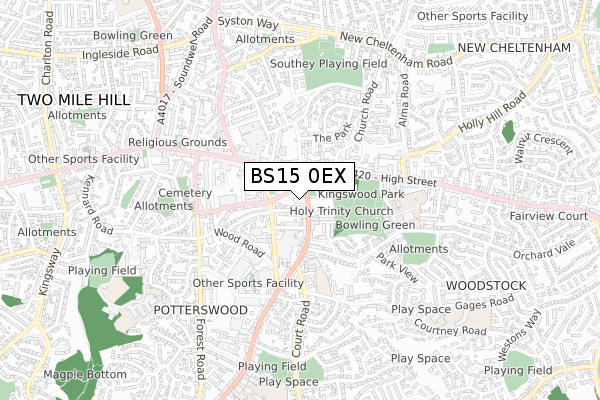 BS15 0EX map - small scale - OS Open Zoomstack (Ordnance Survey) BS15 0EX map - small scale - OS Open Zoomstack (Ordnance Survey)
