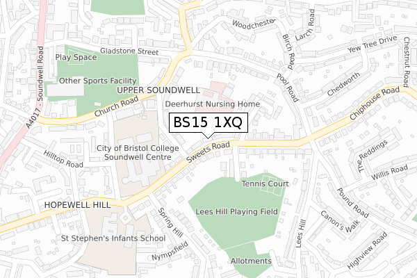 BS15 1XQ map - large scale - OS Open Zoomstack (Ordnance Survey)