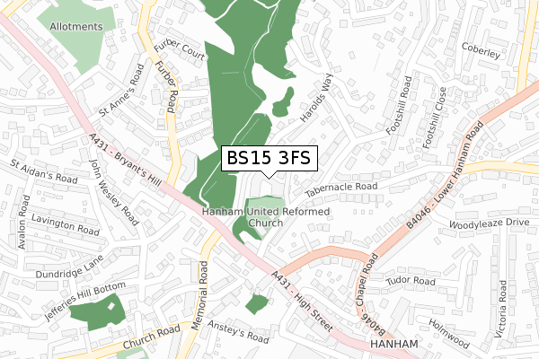 BS15 3FS map - large scale - OS Open Zoomstack (Ordnance Survey)