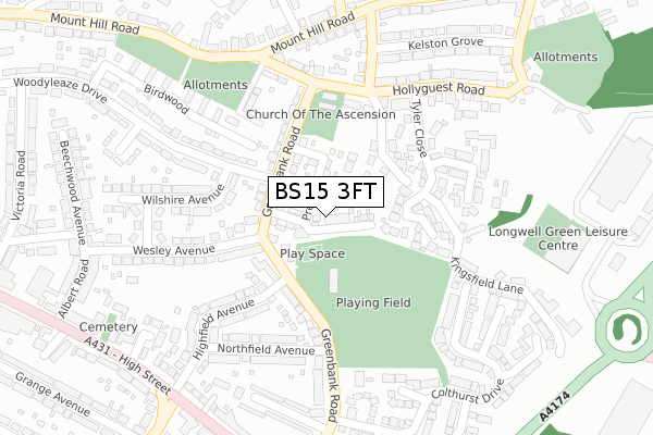 BS15 3FT map - large scale - OS Open Zoomstack (Ordnance Survey)