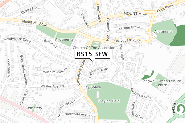 BS15 3FW map - large scale - OS Open Zoomstack (Ordnance Survey)