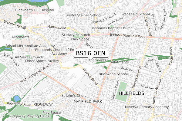 BS16 0EN map - small scale - OS Open Zoomstack (Ordnance Survey) BS16 0EN map - small scale - OS Open Zoomstack (Ordnance Survey)