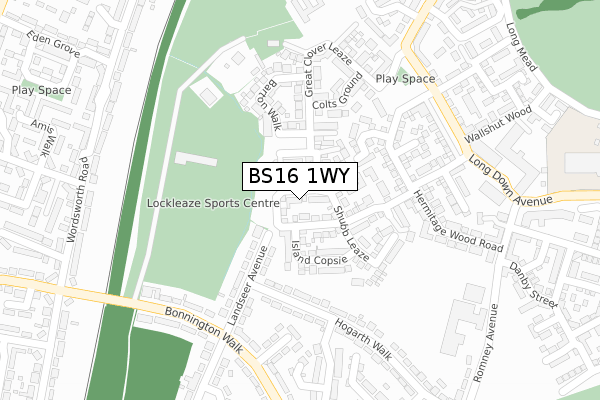 BS16 1WY map - large scale - OS Open Zoomstack (Ordnance Survey)