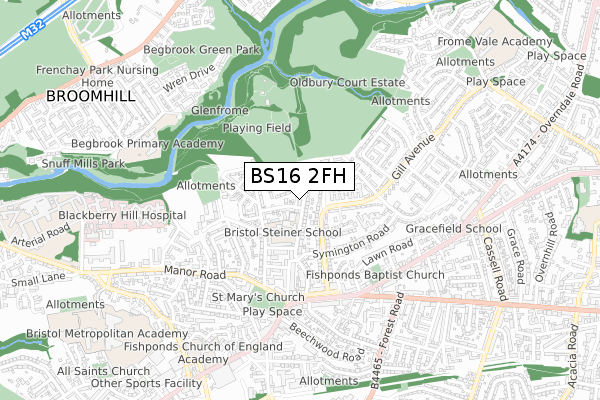 BS16 2FH map - small scale - OS Open Zoomstack (Ordnance Survey) BS16 2FH map - small scale - OS Open Zoomstack (Ordnance Survey)