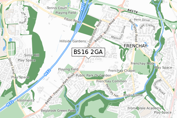 BS16 2GA map - small scale - OS Open Zoomstack (Ordnance Survey) BS16 2GA map - small scale - OS Open Zoomstack (Ordnance Survey)