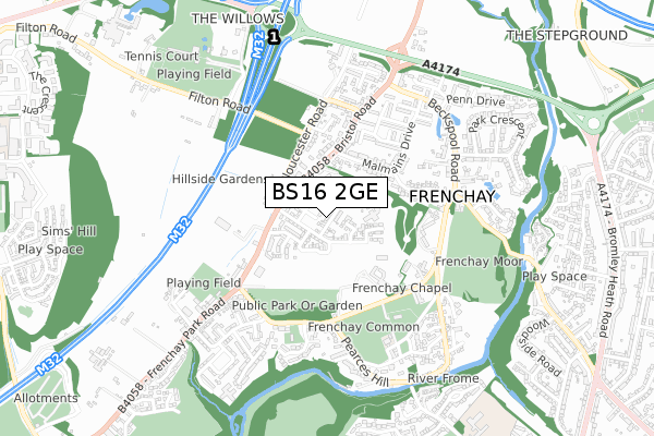 BS16 2GE map - small scale - OS Open Zoomstack (Ordnance Survey) BS16 2GE map - small scale - OS Open Zoomstack (Ordnance Survey)