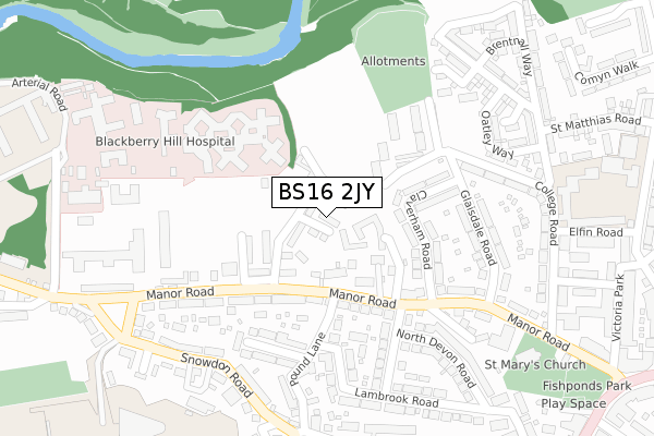 BS16 2JY map - large scale - OS Open Zoomstack (Ordnance Survey)