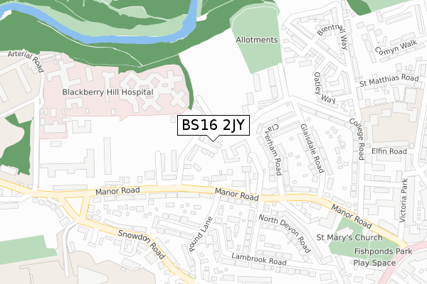 BS16 2JY map - large scale - OS Open Zoomstack (Ordnance Survey) BS16 2JY map - large scale - OS Open Zoomstack (Ordnance Survey)