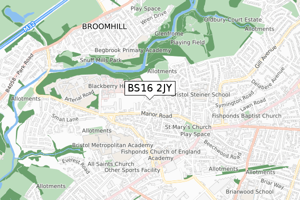 BS16 2JY map - small scale - OS Open Zoomstack (Ordnance Survey) BS16 2JY map - small scale - OS Open Zoomstack (Ordnance Survey)