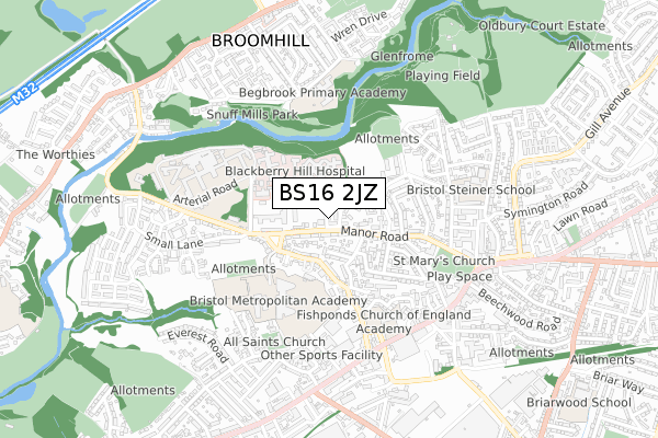 BS16 2JZ map - small scale - OS Open Zoomstack (Ordnance Survey) BS16 2JZ map - small scale - OS Open Zoomstack (Ordnance Survey)