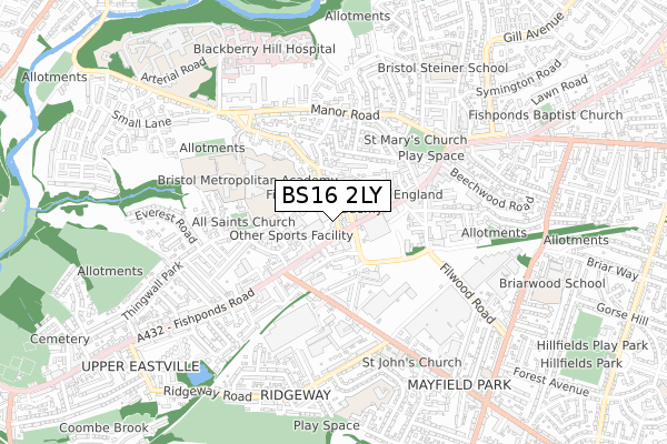 BS16 2LY map - small scale - OS Open Zoomstack (Ordnance Survey) BS16 2LY map - small scale - OS Open Zoomstack (Ordnance Survey)