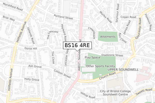 BS16 4RE map - large scale - OS Open Zoomstack (Ordnance Survey)