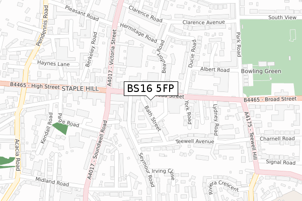 BS16 5FP map - large scale - OS Open Zoomstack (Ordnance Survey)