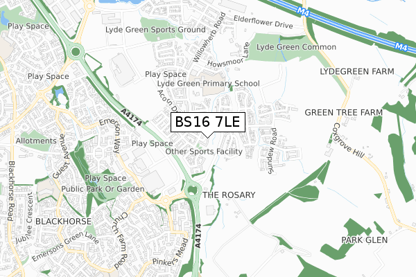 BS16 7LE map - small scale - OS Open Zoomstack (Ordnance Survey) BS16 7LE map - small scale - OS Open Zoomstack (Ordnance Survey)