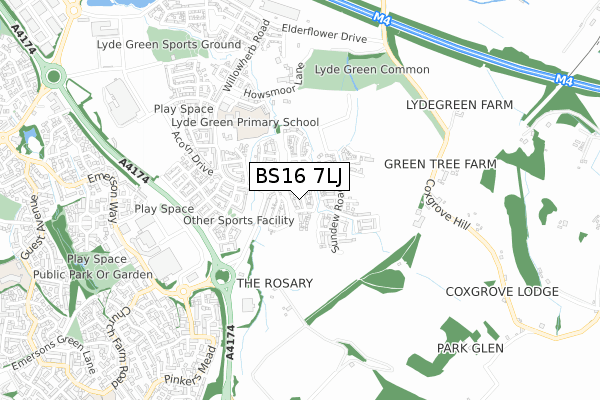 BS16 7LJ map - small scale - OS Open Zoomstack (Ordnance Survey) BS16 7LJ map - small scale - OS Open Zoomstack (Ordnance Survey)