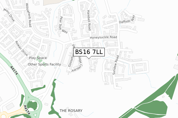 BS16 7LL map - large scale - OS Open Zoomstack (Ordnance Survey)